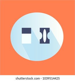 Vector illustration. A eraser and a sharpener on an orange and blue gradient background. School, office.