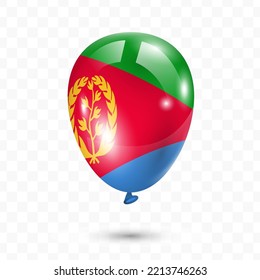 Ilustración vectorial del globo de bandera del país de Eritrea sobre fondo transparente (PNG). Globos de bandera ondeando para las celebraciones del Día de la Independencia.