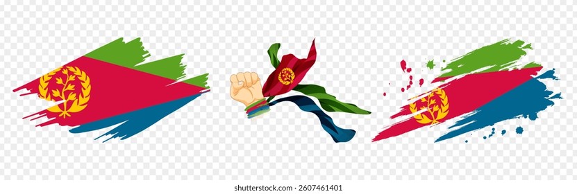 Vector illustration of Eritrea flag composition on transparent background