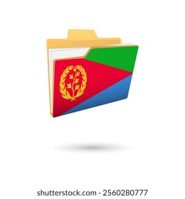 Vector illustration of Eritrea flag isolated in file folder on white background.