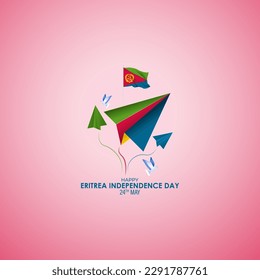 Vector illustration of Eritrea Independence Day social media story feed mockup template flyer poster banner 