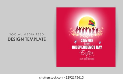 Vector illustration of Eritrea Independence Day social media story feed mockup template flyer poster banner 