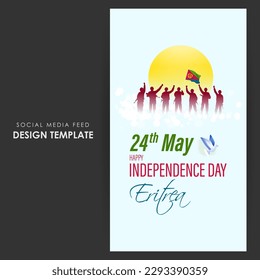 Vector illustration of Eritrea Independence Day social media story feed mockup template flyer poster banner 