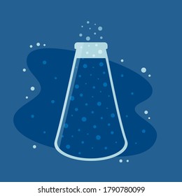Vector illustration of Erlenmeyer, conical or titration flask. Chemistry laboratory glassware. Back to school element. Vector illustration of science equipment