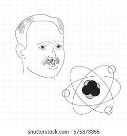 Vector Illustration Of Ernest Rutherford Discovery