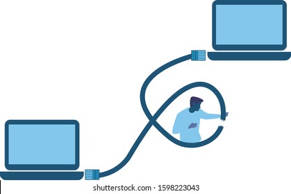 vector illustration of error design on a computer network