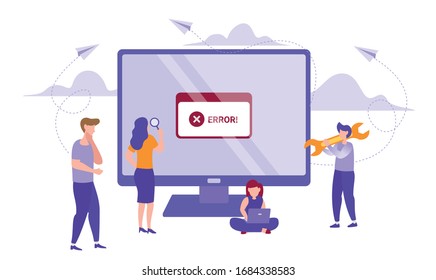 Vector Illustration of error network system, Business Concept, Team Metaphor, Flat Design