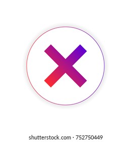 Vector illustration of error symbol or cross sign with a purple gradient.