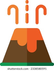 Vector illustration of erupting volcano icon. Volcano lava.