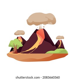 Vector illustration erupting volcano natural disaster background