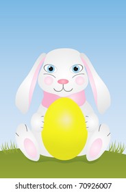 Ilustración vectorial del conejo Esater con huevo amarillo