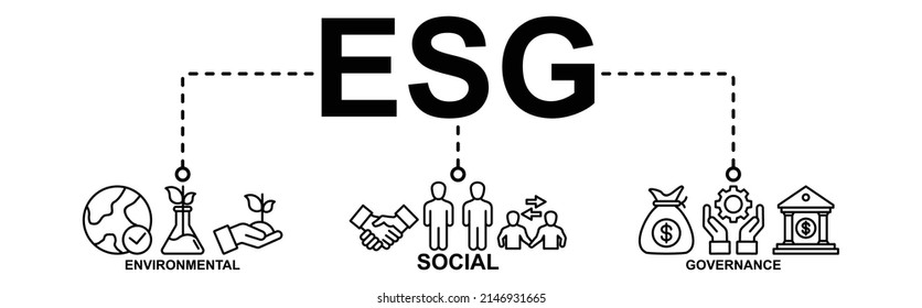 Vector illustration of ESG banner web icon for Environmental Social Governance of corporate sustainability performance for investment screening
