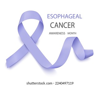 Vector illustration of esophageal cancer awareness tapes isolated on a white background. Realistic vector Periwinkle silk ribbon with loop.