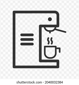 Vector illustration of espresso coffee icon in dark color and transparent background(png).