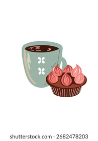 Vektorgrafik Espressotasse mit Dessert