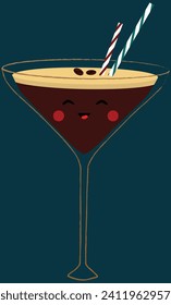 Vector illustration of espresso martini cocktail in cartoon style