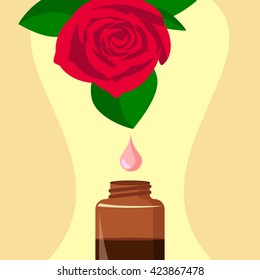 vector illustration of essential oil of rose / extraction of essential oil 