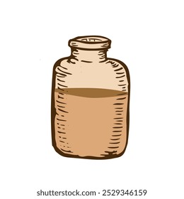 Vector Illustration of essential oil - vial. Perfume bottle. Hand drawn sketch by ink.