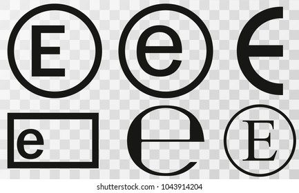 Vector illustration estimated sign, e-mark set, e symbol isolated on white background