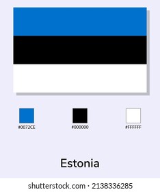 Vector Illustration of Estonia flag isolated on light blue background. Illustration National Estonia flag with Color Codes. As close as possible to the original. ready to use, easy to edit. 
