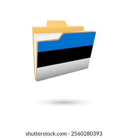 Vector illustration of Estonia flag isolated in file folder on white background.