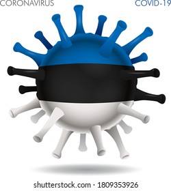 Vector illustration of Estonia flag virus shape isolated in white background