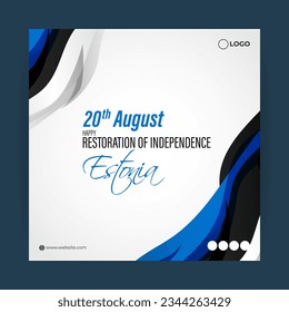 Vector illustration of Estonia Restoration of Independence Day social media story feed template