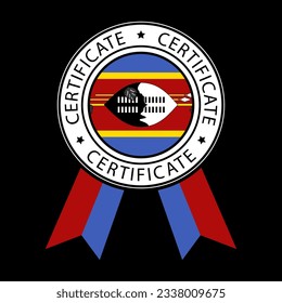 Vector illustration of Eswatini ribbon certificate on black background.