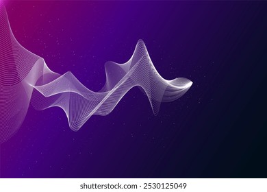 Vector illustration. Ethereal waves of vibrant colors blend together, forming futuristic, mesmerizing flow, radiating with soft neon hues. Vector illustration. Concept of digital, modern backgrounds.