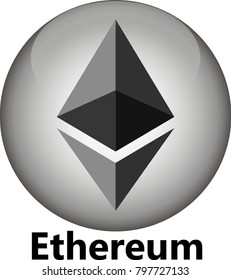 Vector Illustration Of Ethereum, ETH Cryptocurrency Coin, Virtual Money Icon, Logotype In Color