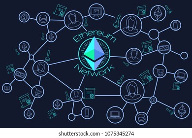 A vector illustration of Ethereum Network Blockchain Conceptual 