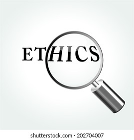 Vector illustration of ethics concept with magnifying