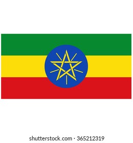 Vector illustration Ethiopia flag vector icon. Rectangular national flag of Ethiopia. Ethiopia flag button