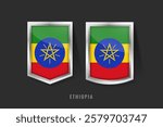 Vector Illustration of ETHIOPIA Label Logo. ETHIOPIA Badge Sign ETHIOPIA With Flag, Ethiopian Product Label Banners Template