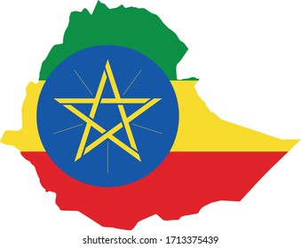 vector illustration of Ethiopia map with flag