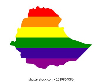vector illustration of Ethiopia map with LGBT flag