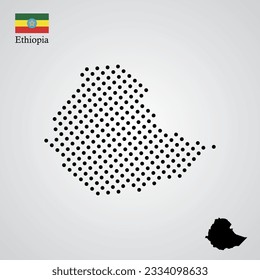 vector illustration of Ethiopia map silhouette halftone style