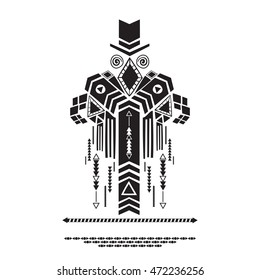 Vector illustration , ethnic and Aztec style . Tribal and wild image.