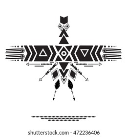 Vector illustration , ethnic and Aztec style . Tribal and wild image.