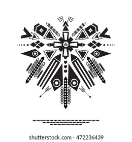 Vector illustration , ethnic and Aztec style . Tribal and wild image.