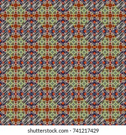 Vector illustration. Ethnic boho style. Native batik watercolor artistic brown, red and gray seamless pattern. Seamless hand drawn tribal tiles texture.