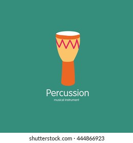 Vector illustration of ethnic drum, percussion instrument.  Made in a trendy flat design. It can be used as a logo.
