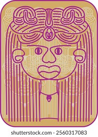 Vector illustration of ethnic face. Suitable for graphic design, tattoo or as a decorative element.