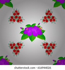 Vector illustration. Ethnic floral seamless pattern on a white background with decorative hibiscus flowers.