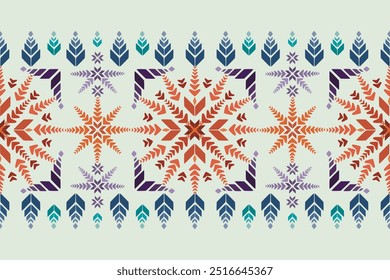 Vector illustration of an ethnic geometric pattern. Bohemian seamless pattern. Embroidery. Seamless traditional design pattern for fabrics, backgrounds, carpets, wallpapers, clothes, and pillowcases.
