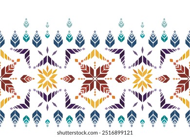 Vector illustration of an ethnic geometric pattern. Bohemian seamless pattern. Embroidery. Seamless traditional design pattern for fabrics, backgrounds, carpets, wallpapers, clothes, and pillowcases.
