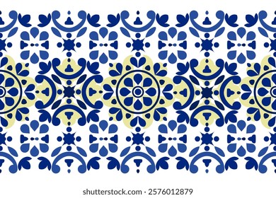 Vector illustration of an ethnic geometric pattern. Bohemian seamless pattern. Embroidery. Seamless traditional design pattern for fabrics, backgrounds, carpets, wallpapers, clothes, and pillowcases.