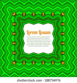 vector illustration. Ethnic green frame with place for photos or text