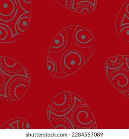 Ilustración vectorial. Patrón inmaculado y colorido dibujado a mano. Fondo festivo con huevos lineales de Pascua. Diseño de postales, banners, textiles, papel pintado y otros productos promocionales.