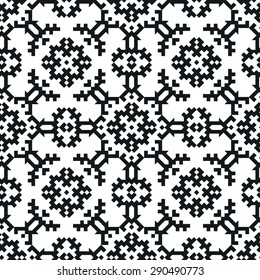 Vector Illustration of Ethnic Style for Design, Website, Background, Banner. Tribal seamless Pattern Black and White Template for Wallpaper, textile